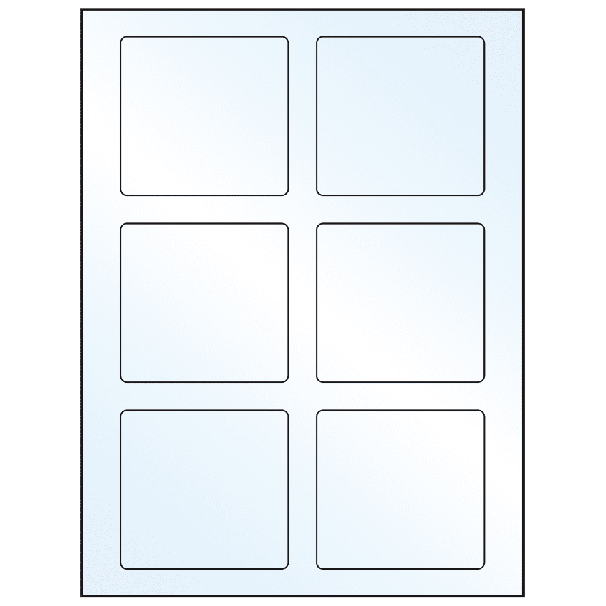 3.25" x 3" Crystal Clear Rectangular Sheet Labels