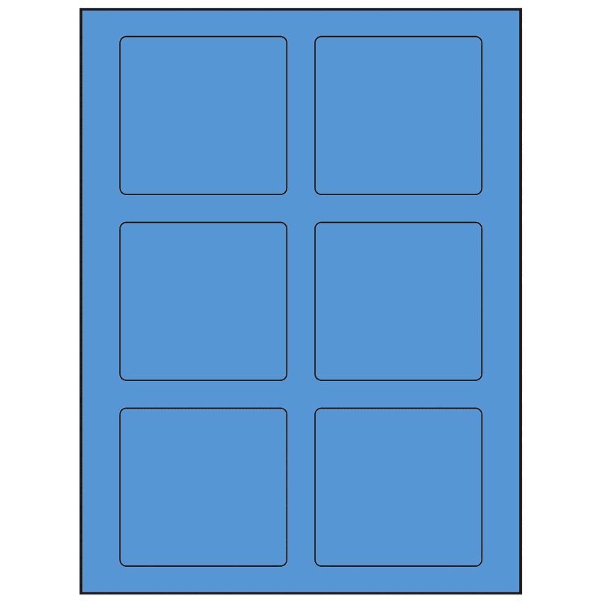 3.25" x 3" Fluorescent Blue Rectangular Sheet Labels