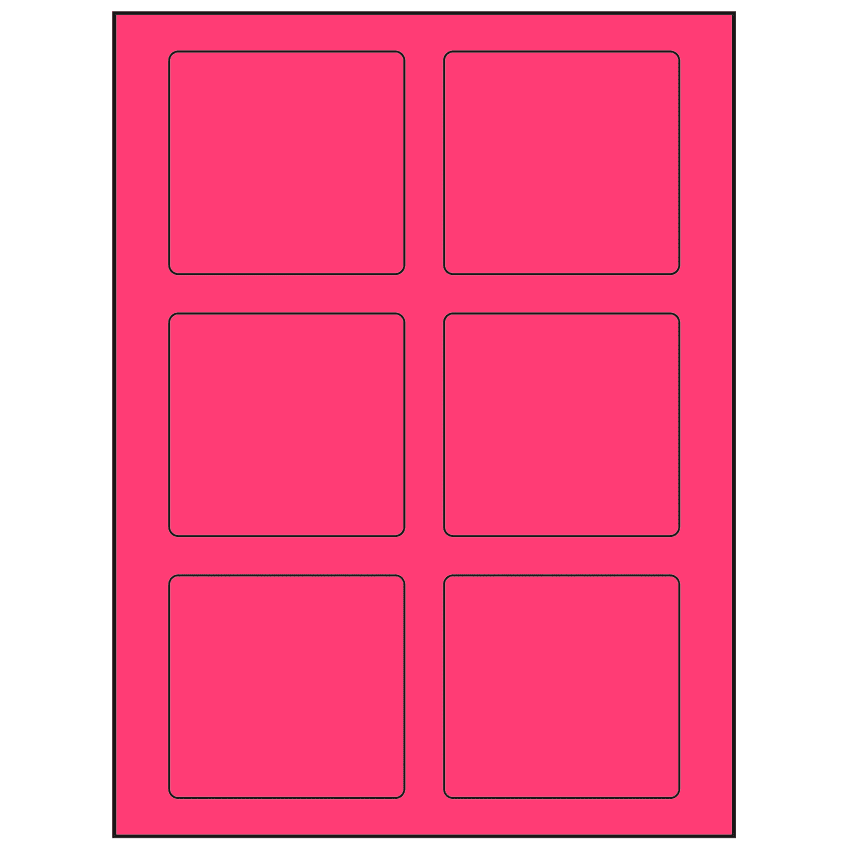 3.25" x 3" Fluorescent Pink Rectangular Sheet Labels