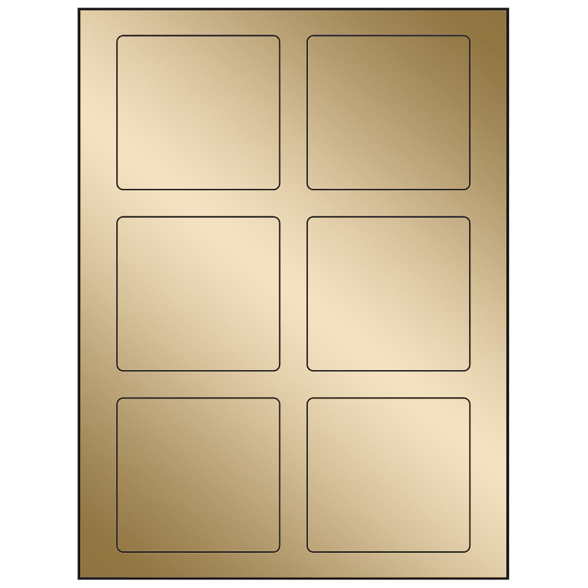 3.25" x 3" Gold Foil Rectangular Sheet Labels