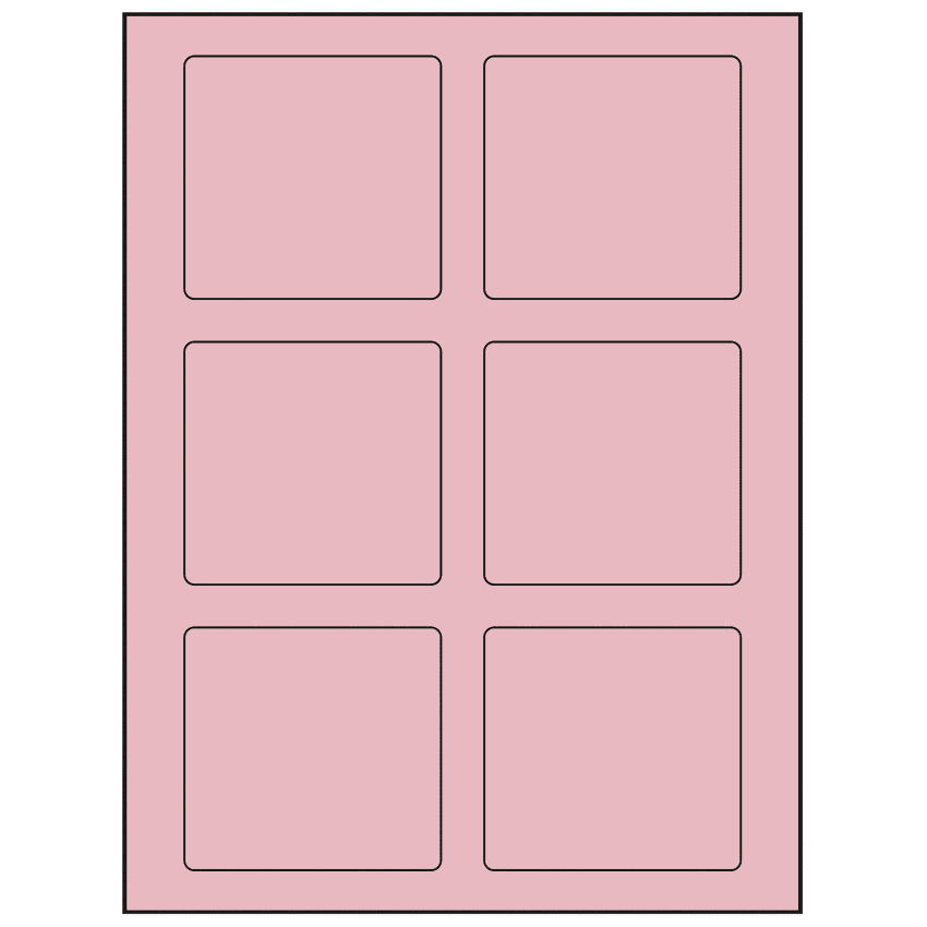 3.25" x 3" Pastel Pink Rectangular Sheet Labels