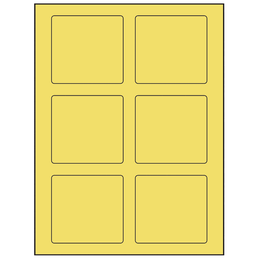 3.25" x 3" Pastel Yellow Rectangular Sheet Labels