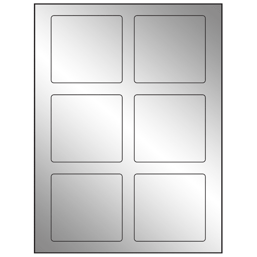 3.25" x 3" Silver Foil Rectangular Sheet Labels
