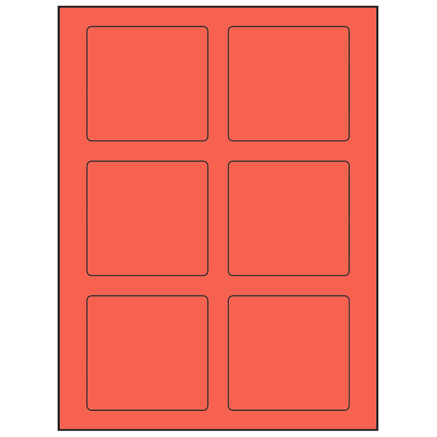 3.25" x 3" Red Rectangular Sheet Labels