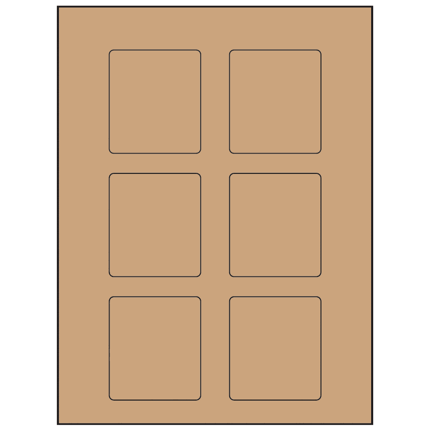 2.5" x 2.75" Brown Kraft Rectangular Sheet Labels