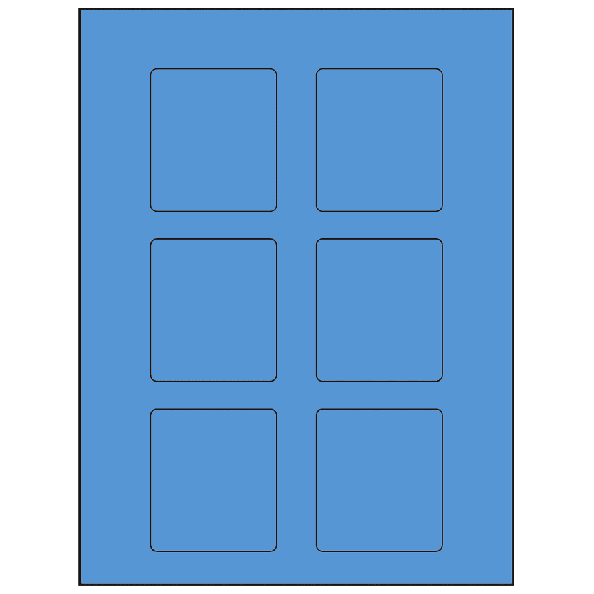 2.5" x 2.75" Fluorescent Blue Rectangular Sheet Labels