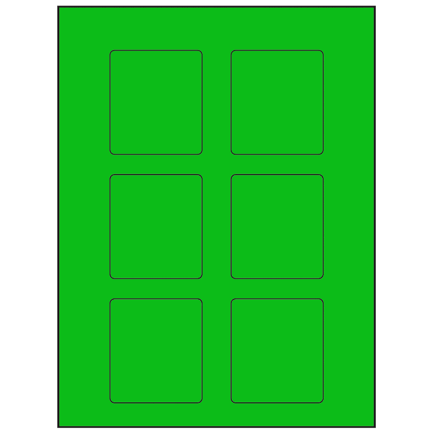 2.5" x 2.75" Fluorescent Green Rectangular Sheet Labels