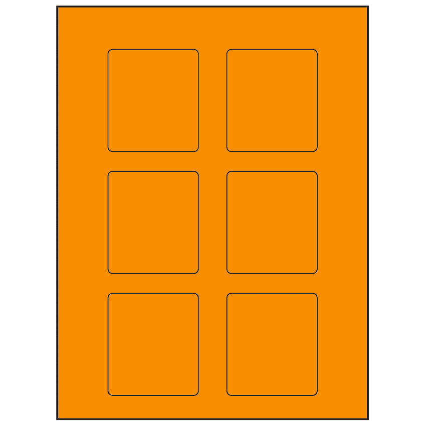 2.5" x 2.75" Fluorescent Orange Rectangular Sheet Labels