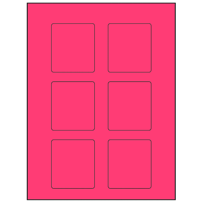 2.5" x 2.75" Fluorescent Pink Rectangular Sheet Labels