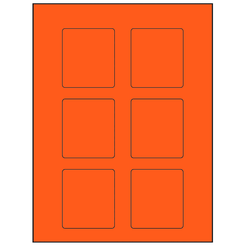 2.5" x 2.75" Fluorescent Red Rectangular Sheet Labels