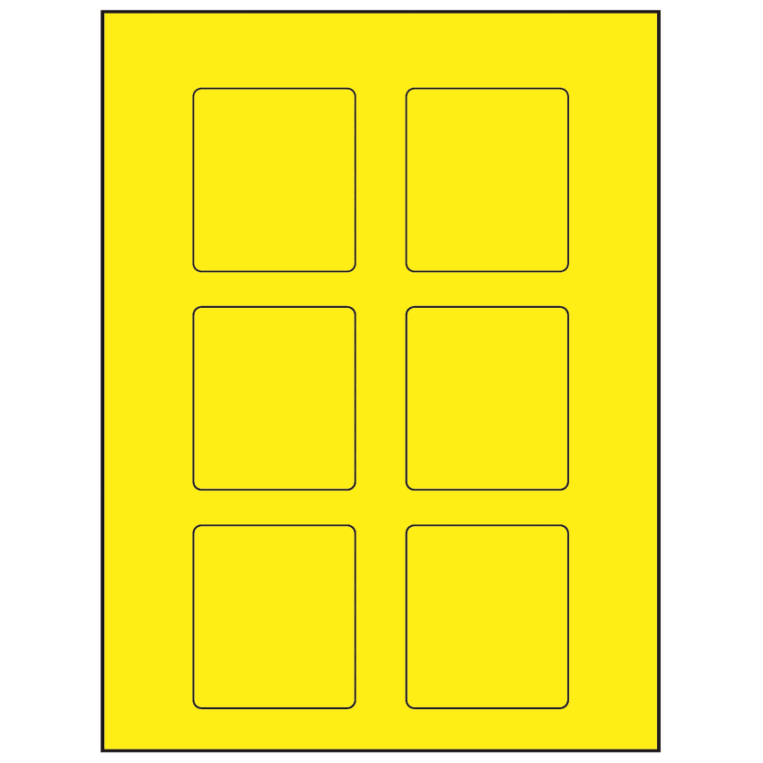 2.5" x 2.75" Fluorescent Yellow Rectangular Sheet Labels