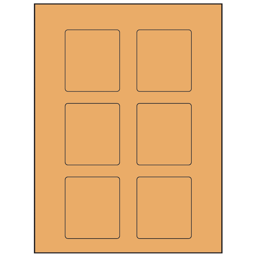 2.5" x 2.75" Pastel Orange Rectangular Sheet Labels