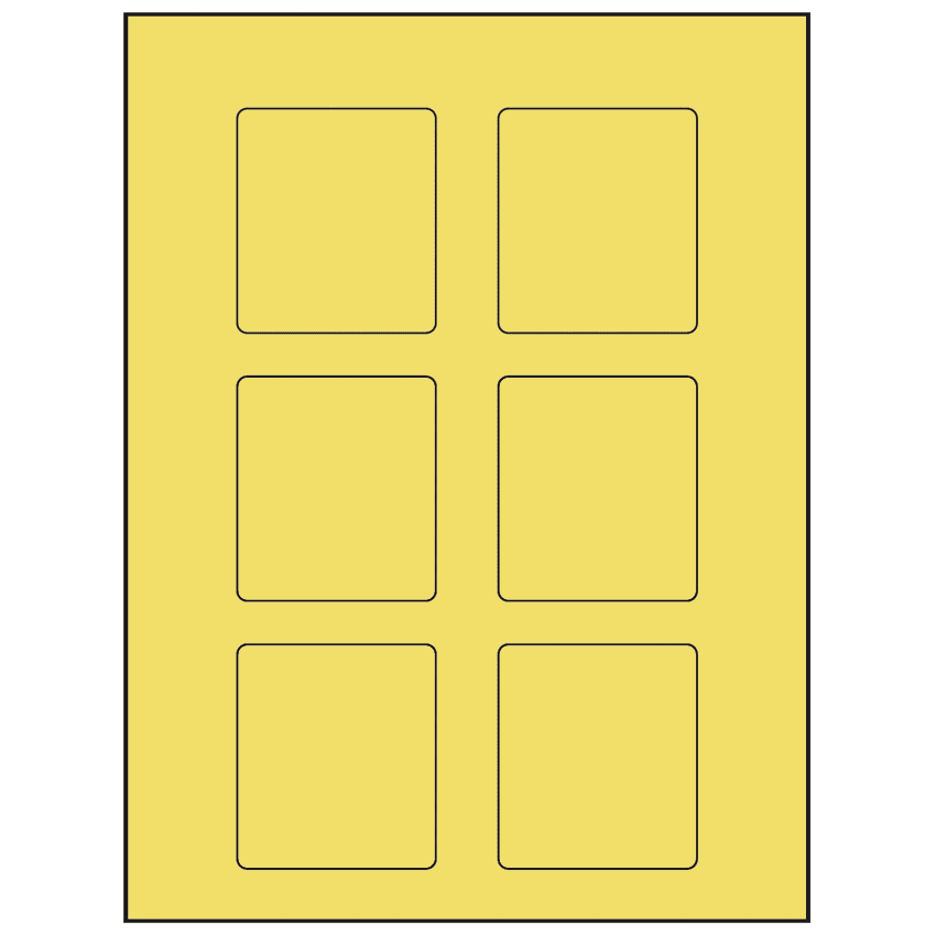 2.5" x 2.75" Pastel Yellow Rectangular Sheet Labels