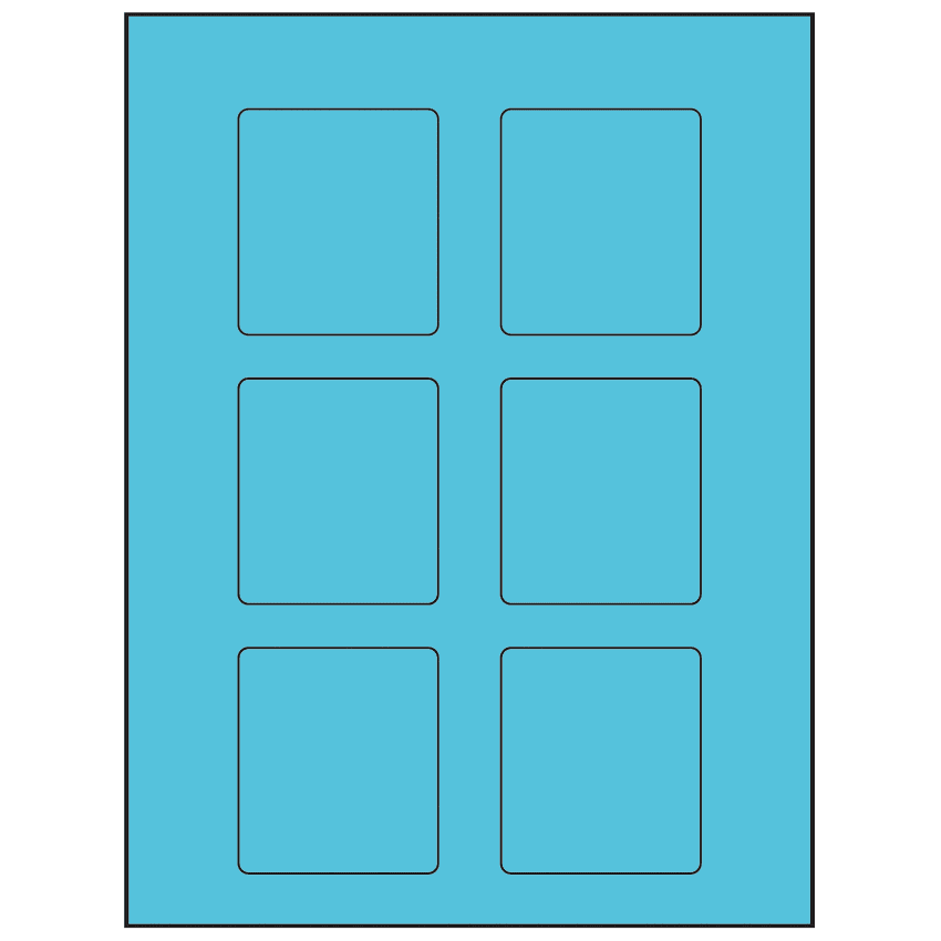 2.5" x 2.75" Turquoise Rectangular Sheet Labels