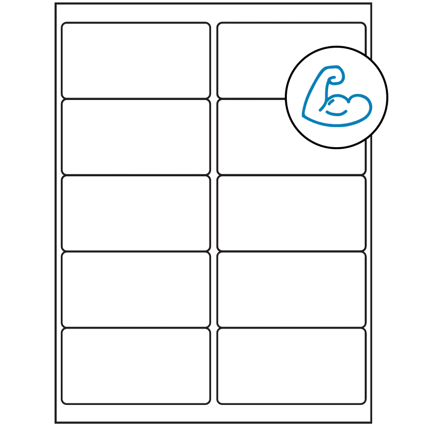 4" x 2" White Rectangular Sheet Labels (10-UP) - Ultra Aggressive Adhesive