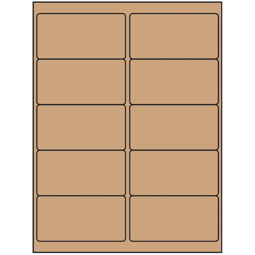4" x 2" Brown Kraft Rectangular Sheet Labels (10-UP)