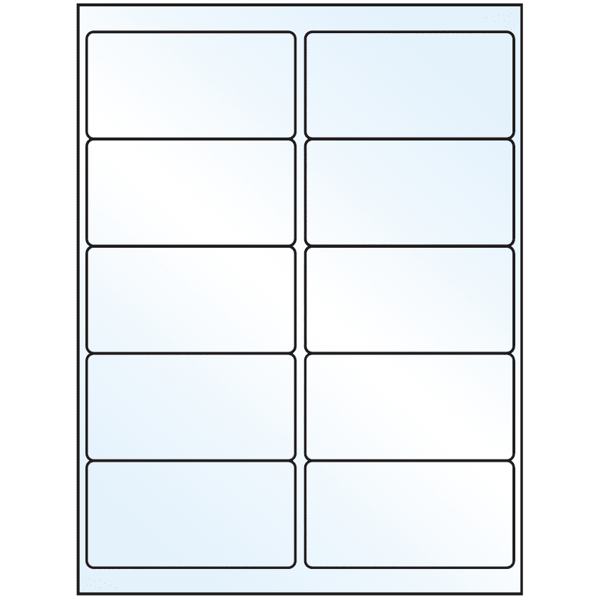 4" x 2" Crystal Clear Rectangular Sheet Labels (10-UP)