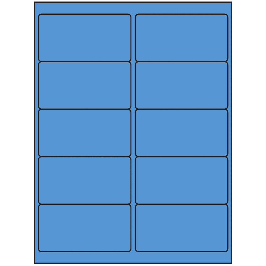 4" x 2" Fluorescent Blue Rectangular Sheet Labels (10-UP)