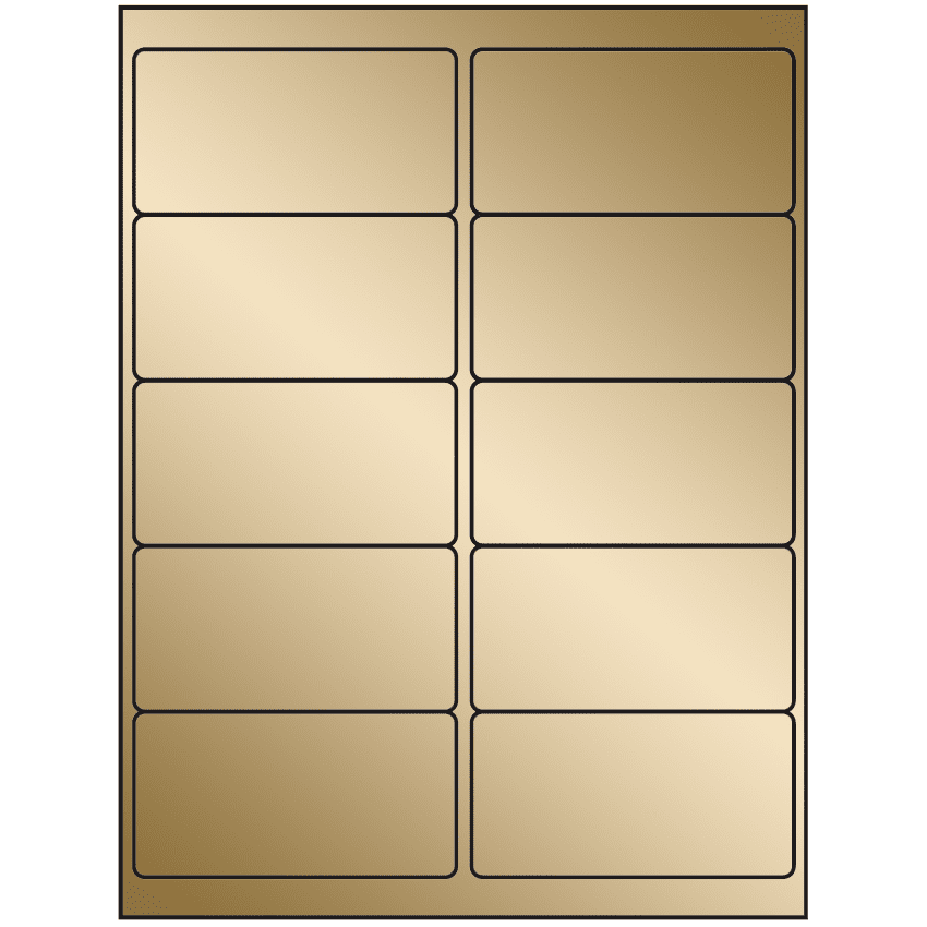 4" x 2" Gold Foil Rectangular Sheet Labels (10-UP)