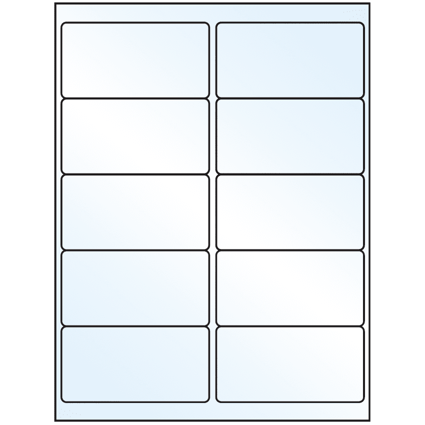 4" x 2" White Mid Gloss Rectangular Sheet Labels (10-UP)