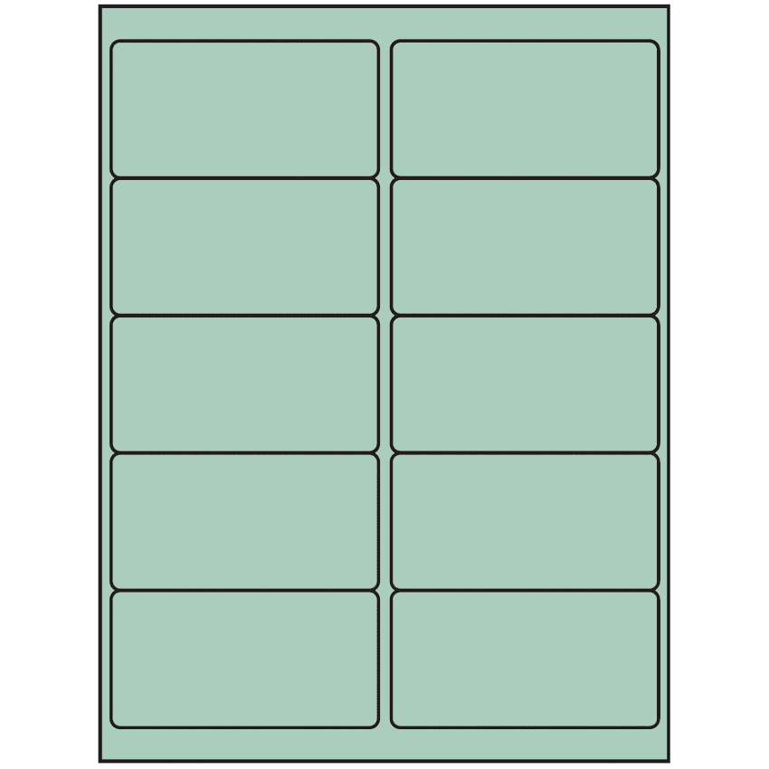 4" x 2" Pastel Green Rectangular Sheet Labels (10-UP)