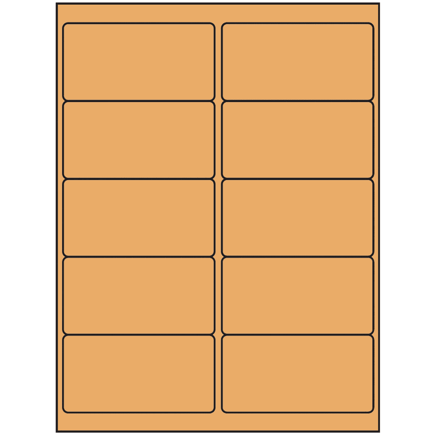 4" x 2" Pastel Orange Rectangular Sheet Labels (10-UP)