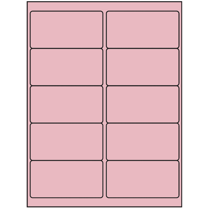 4" x 2" Pastel Pink Rectangular Sheet Labels (10-UP)