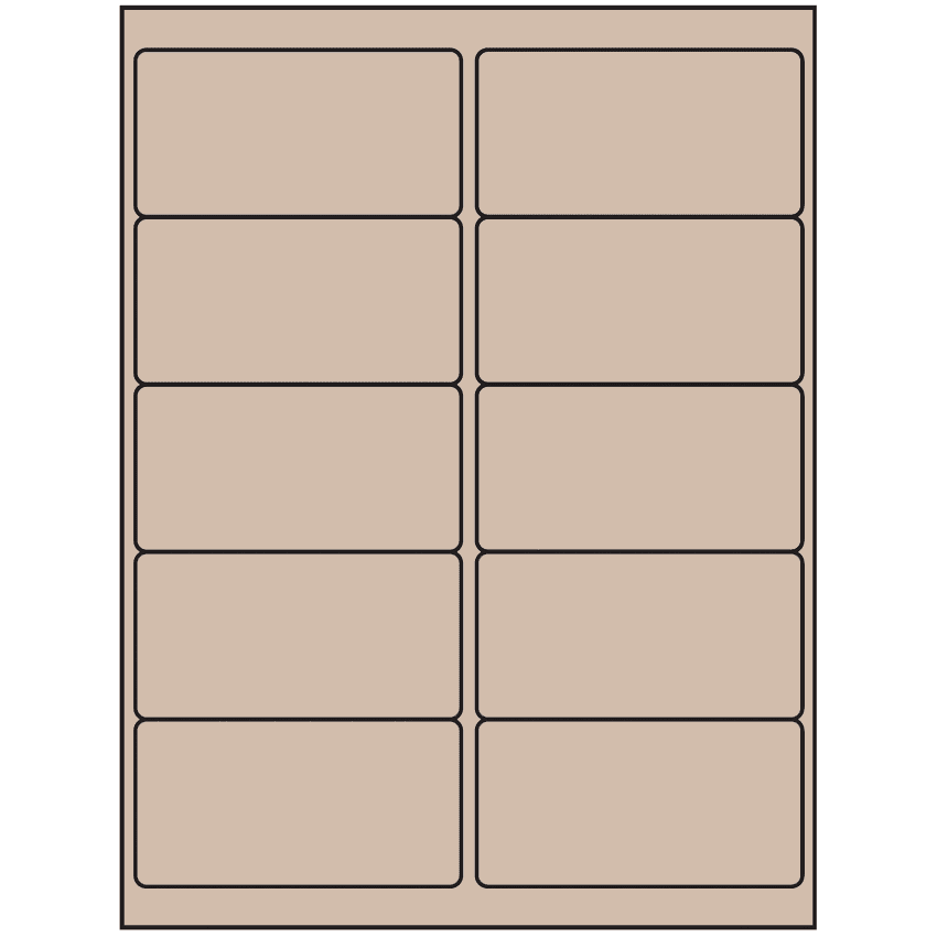 4" x 2" Pastel Tan Rectangular Sheet Labels (10-UP)