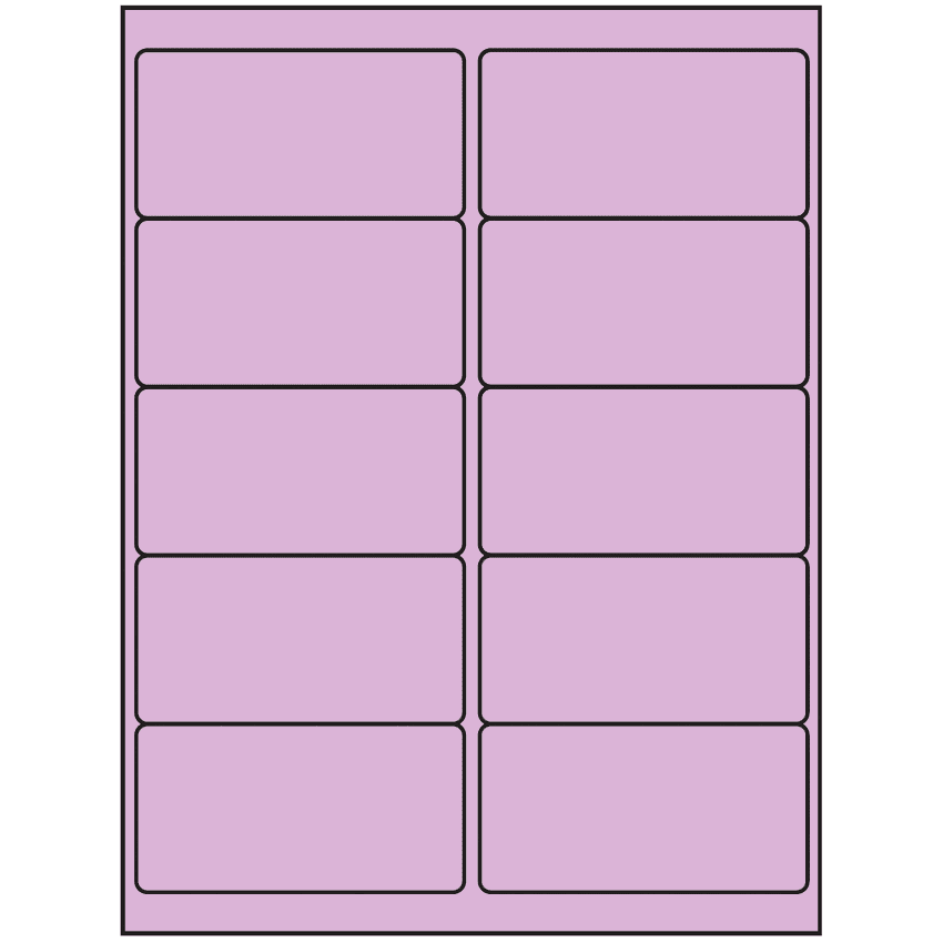 4" x 2" Pastel Purple Rectangular Sheet Labels (10-UP)