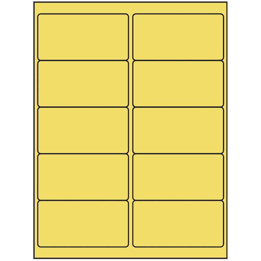 4" x 2" Pastel Yellow Rectangular Sheet Labels (10-UP)
