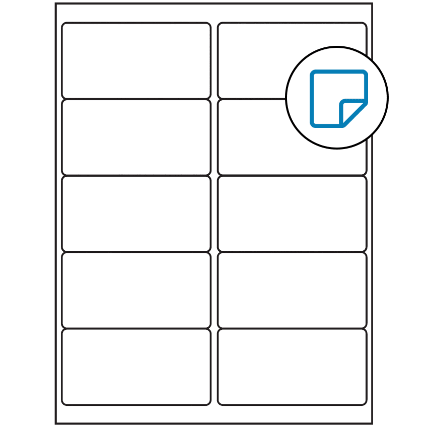 4" x 2" White Rectangular Sheet Labels (10-UP) - Removable Adhesive