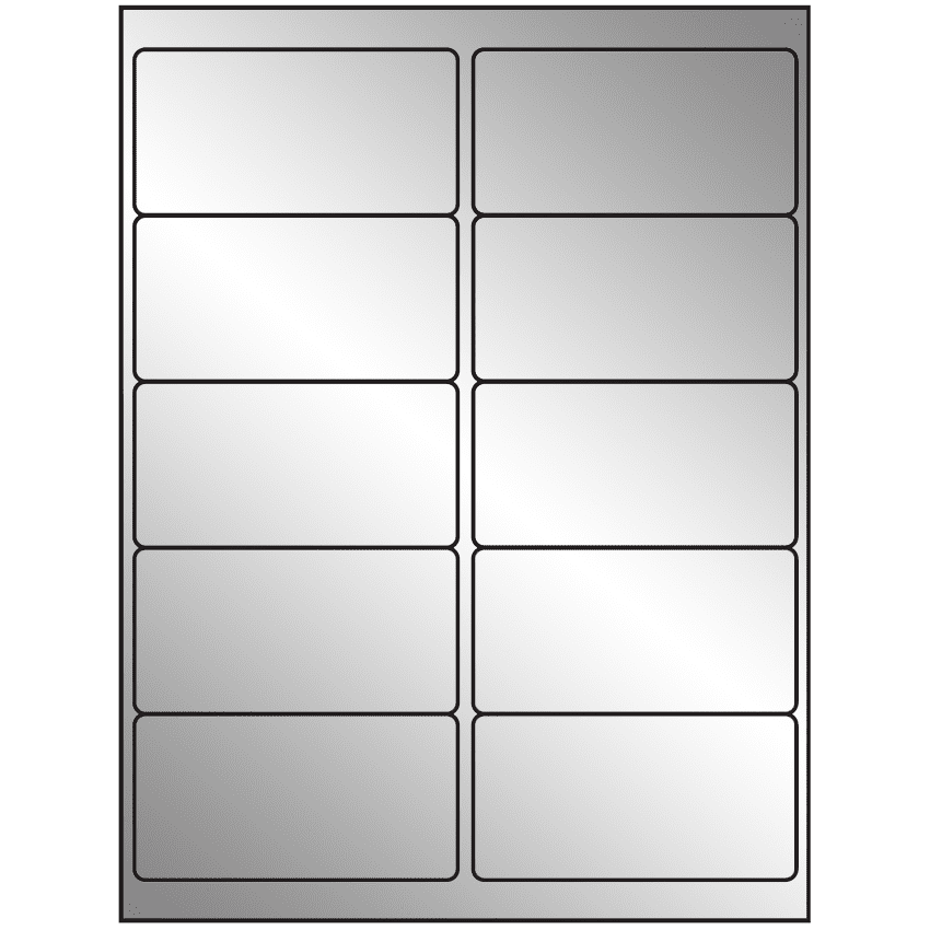 4" x 2" Silver Foil Rectangular Sheet Labels (10-UP)