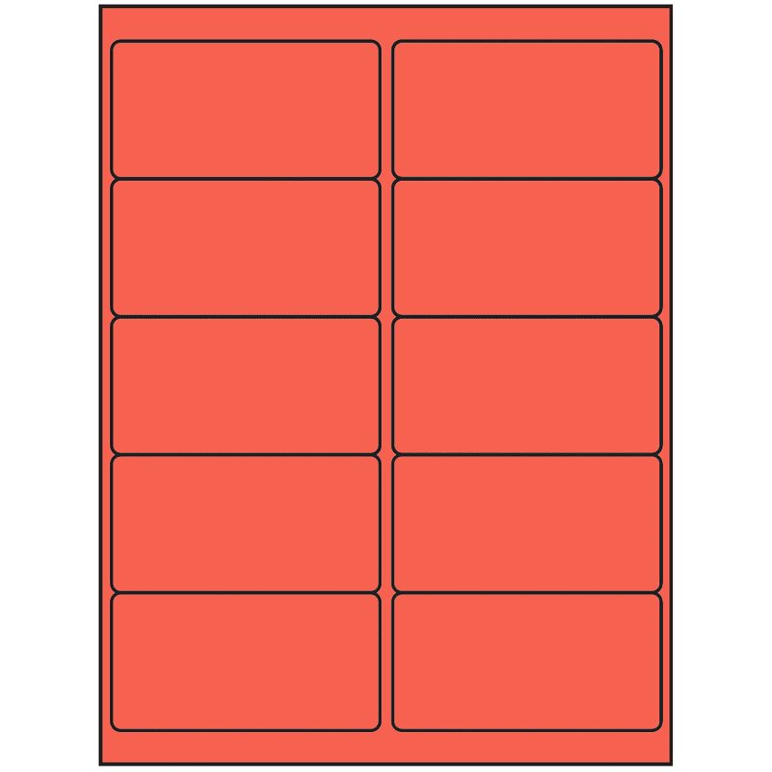 4" x 2" Red Rectangular Sheet Labels (10-UP)