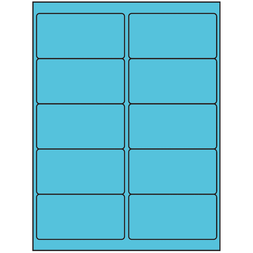 4" x 2" Turquoise Rectangular Sheet Labels (10-UP)