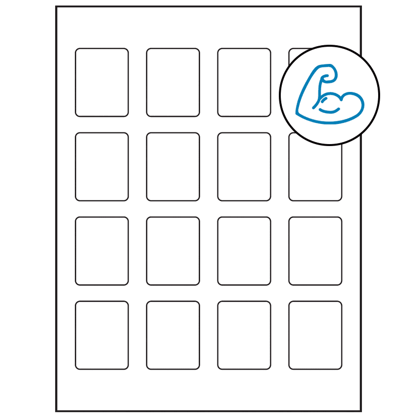 1.5" x 1.875" White Rectangular Sheet Labels - Ultra Aggressive Adhesive