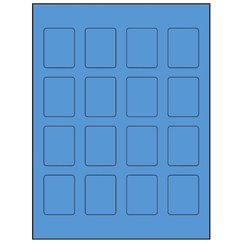 1.5" x 1.875" Fluorescent Blue Rectangular Sheet Labels