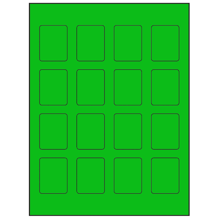 1.5" x 1.875" Fluorescent Green Rectangular Sheet Labels