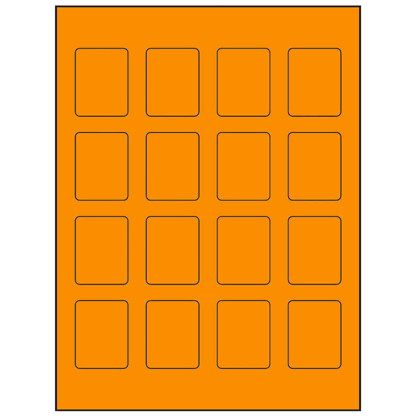 1.5" x 1.875" Fluorescent Orange Rectangular Sheet Labels