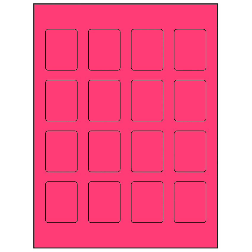 1.5" x 1.875" Fluorescent Pink Rectangular Sheet Labels