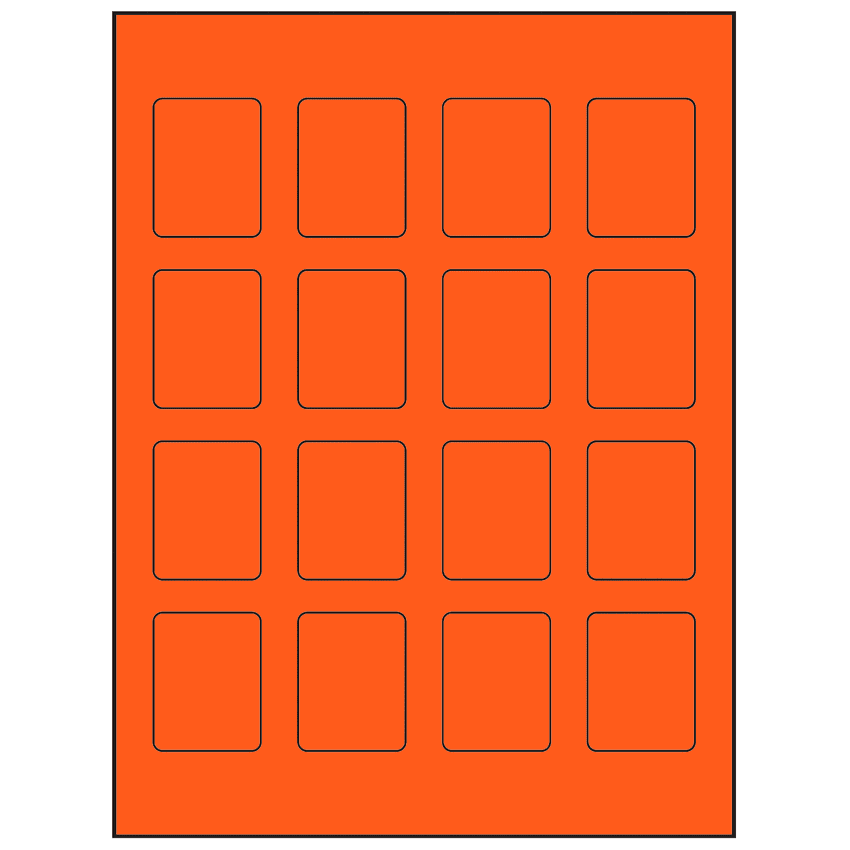 1.5" x 1.875" Fluorescent Red Rectangular Sheet Labels