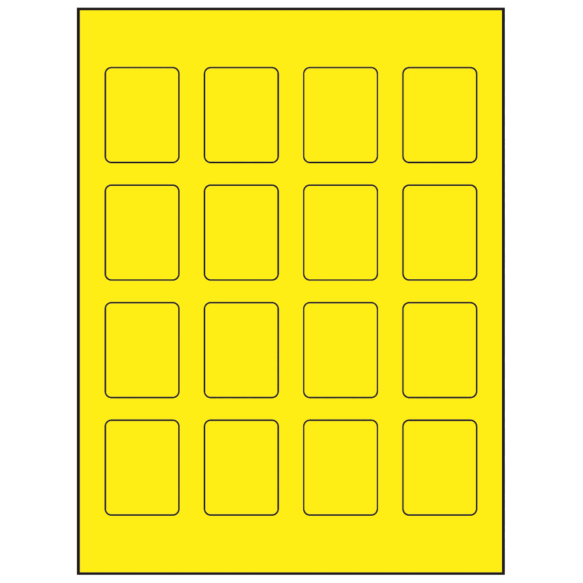 1.5" x 1.875" Fluorescent Yellow Rectangular Sheet Labels