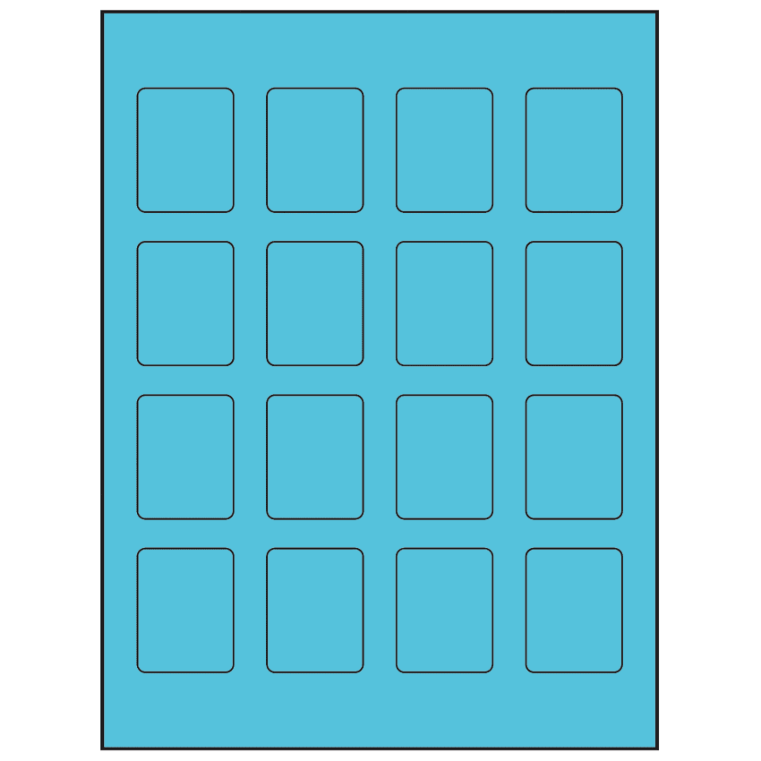 1.5" x 1.875" Turquoise Rectangular Sheet Labels
