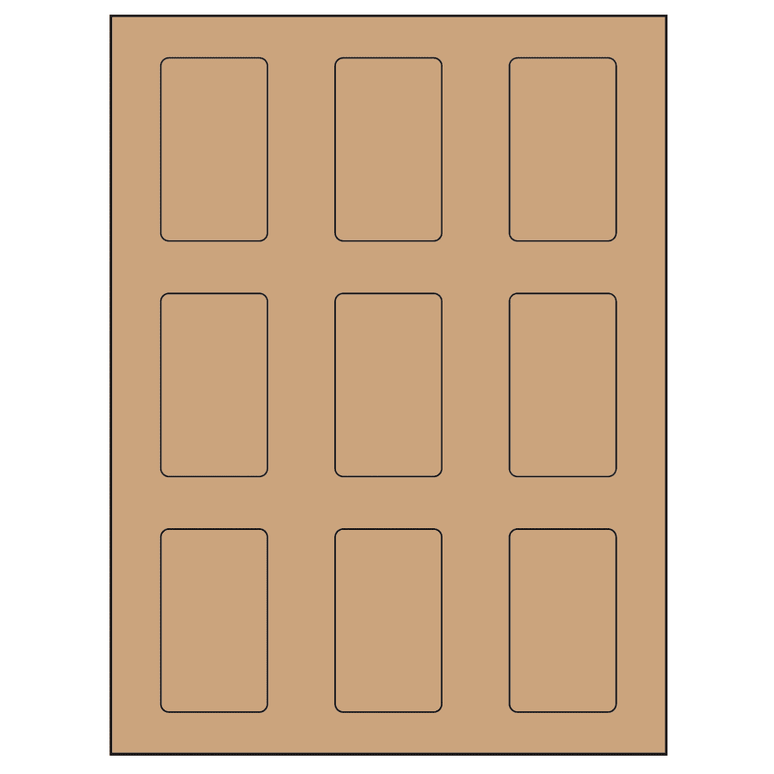 1.6562" x 2.75" Brown Kraft Rectangular Sheet Labels