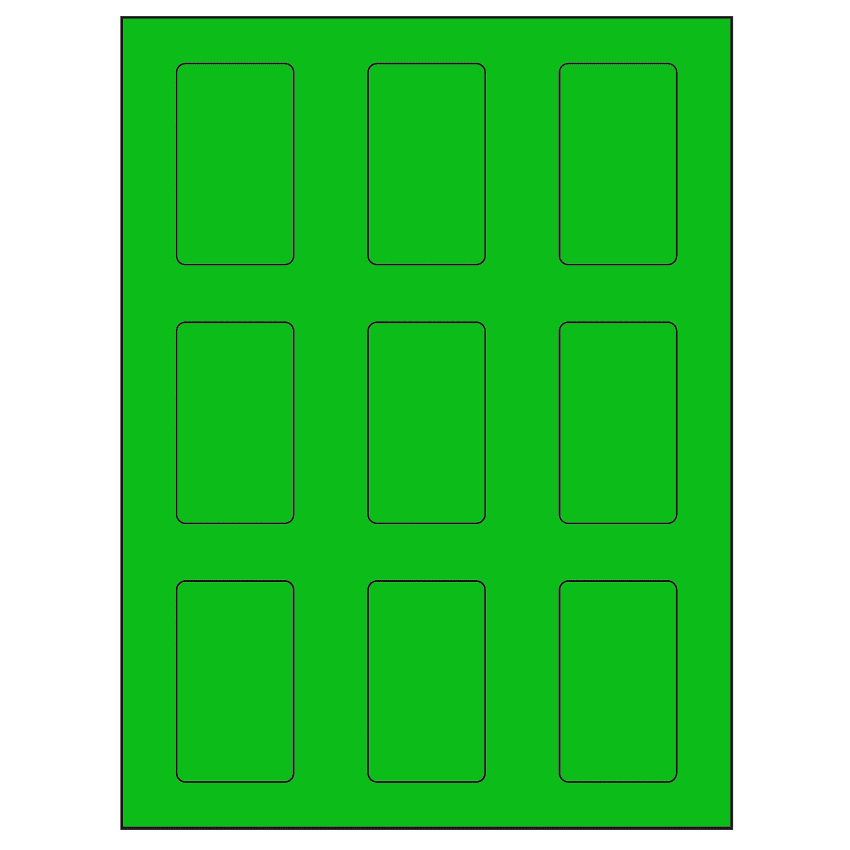 1.6562" x 2.75" Fluorescent Green Rectangular Sheet Labels