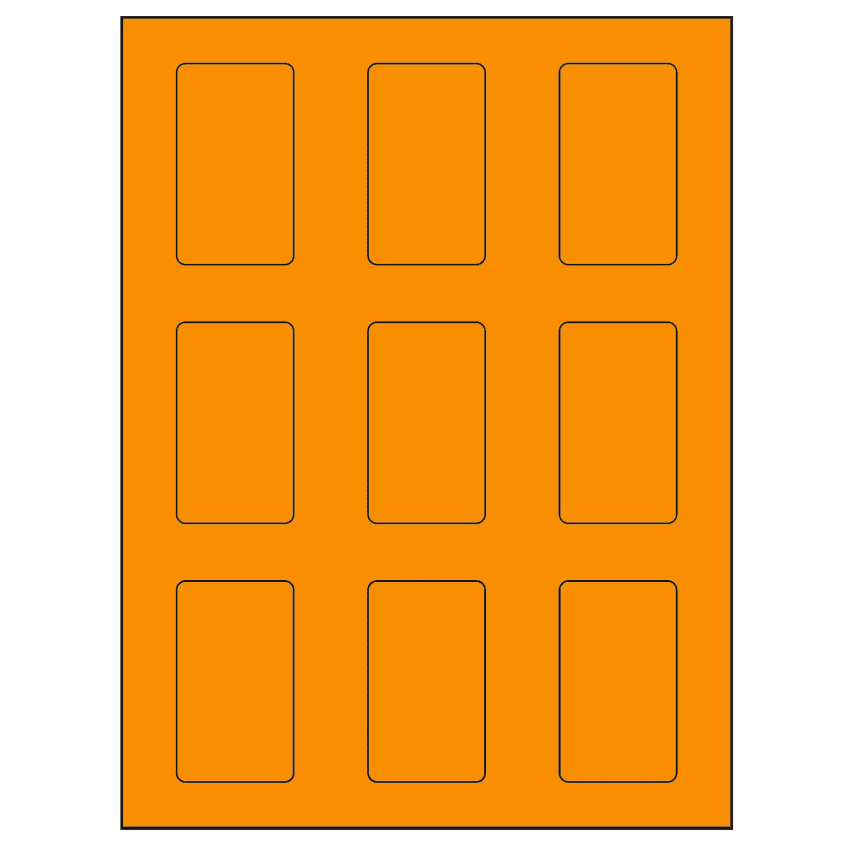 1.6562" x 2.75" Fluorescent Orange Rectangular Sheet Labels
