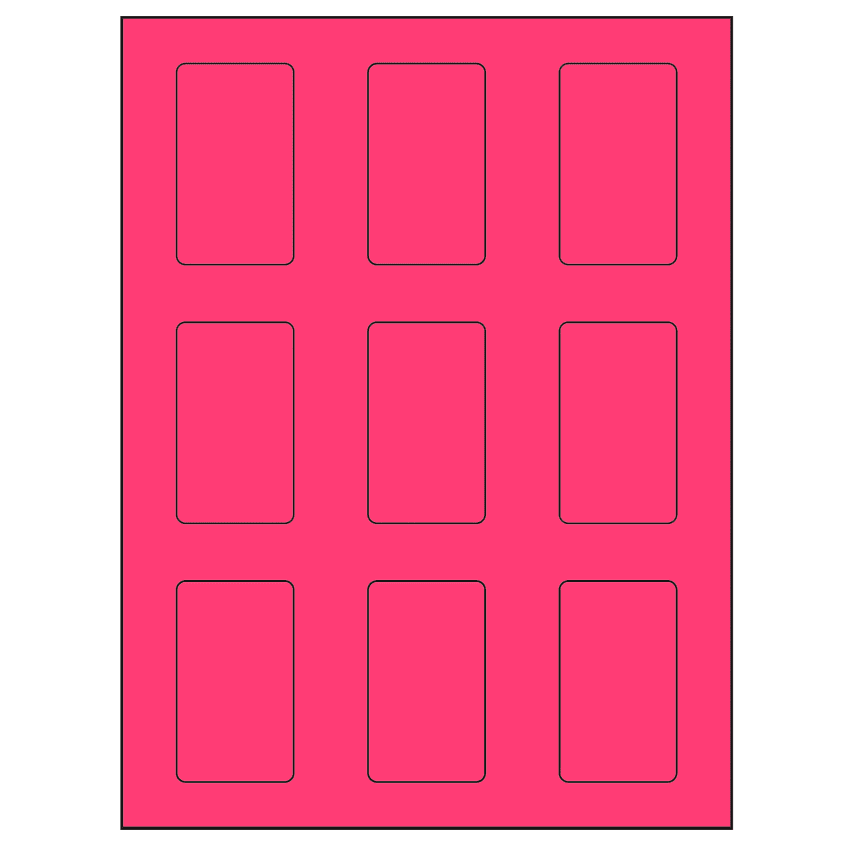1.6562" x 2.75" Fluorescent Pink Rectangular Sheet Labels