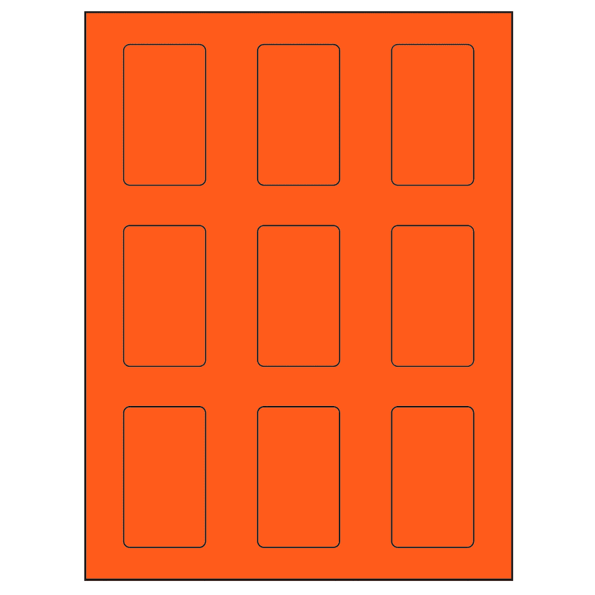 1.6562" x 2.75" Fluorescent Red Rectangular Sheet Labels