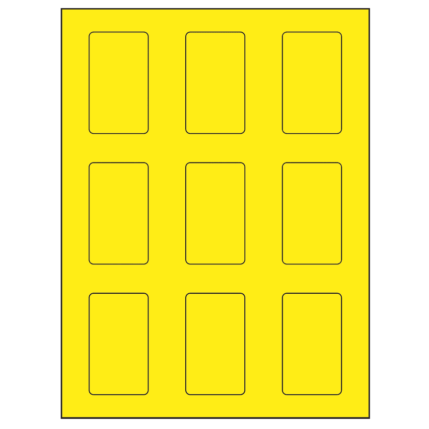 1.6562" x 2.75" Fluorescent Yellow Rectangular Sheet Labels