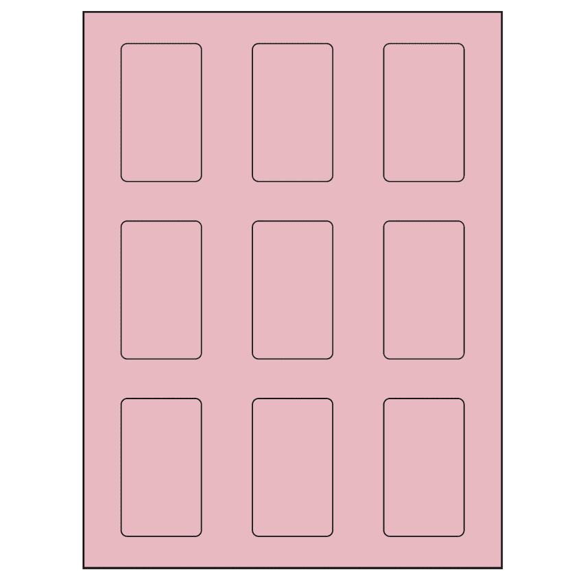 1.6562" x 2.75" Pastel Pink Rectangular Sheet Labels