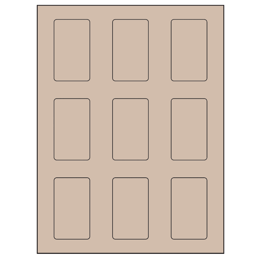 1.6562" x 2.75" Pastel Tan Rectangular Sheet Labels